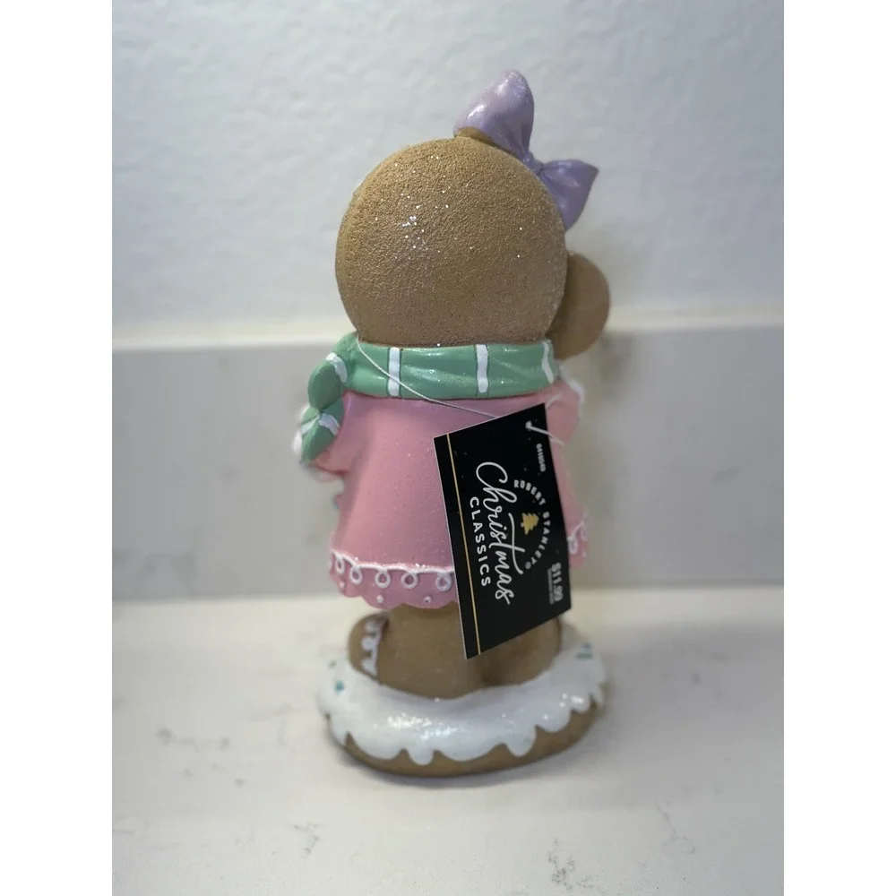Hobby Lobby Robert Stanley Pastel Gingerbread Girl Figurine Pink Christmas 8.5